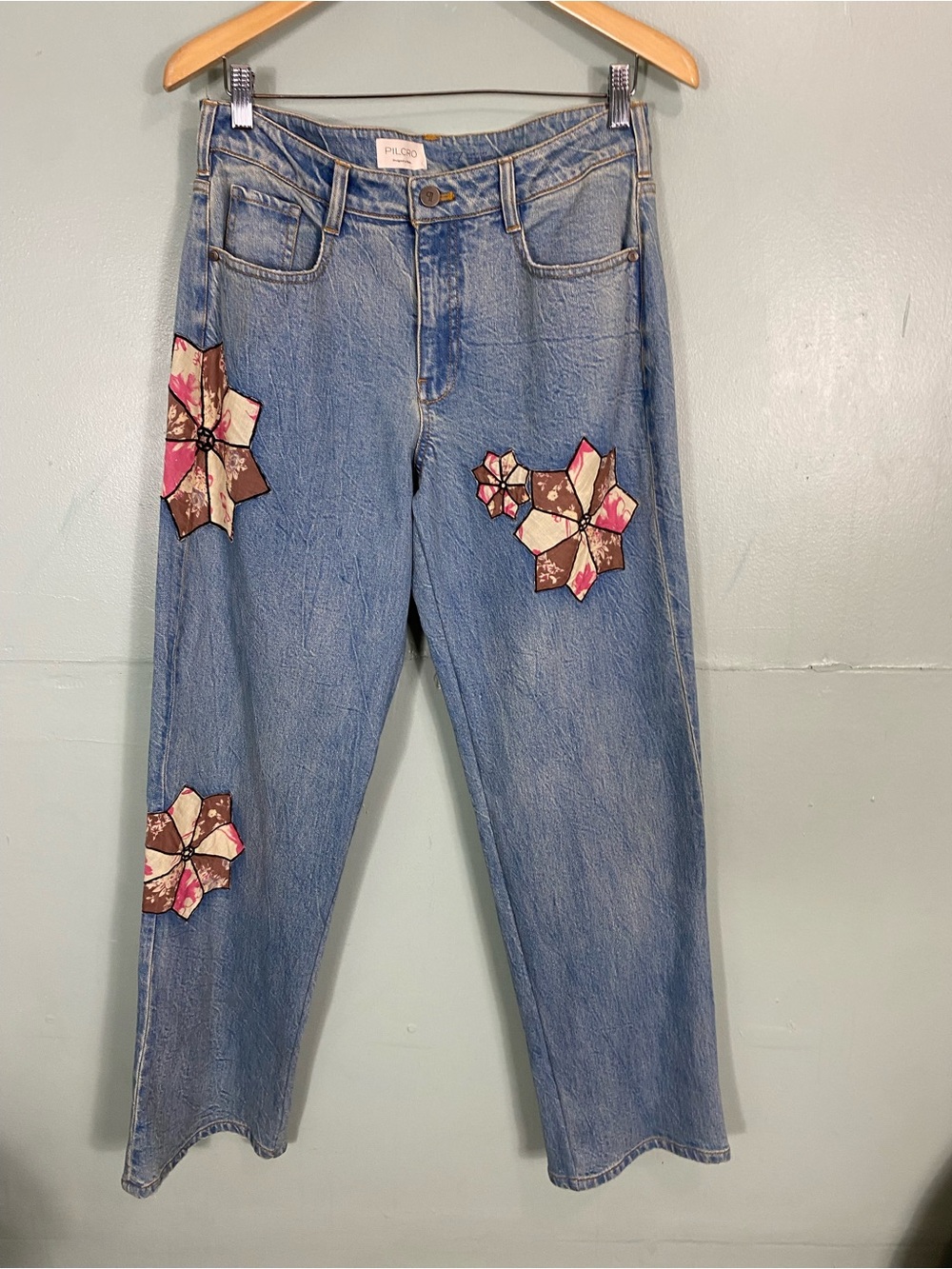 Anthropologie Pilcro Baggy Boyfriend High Rise Quilted Jeans Blue Size 27 - Picture 2 of 7